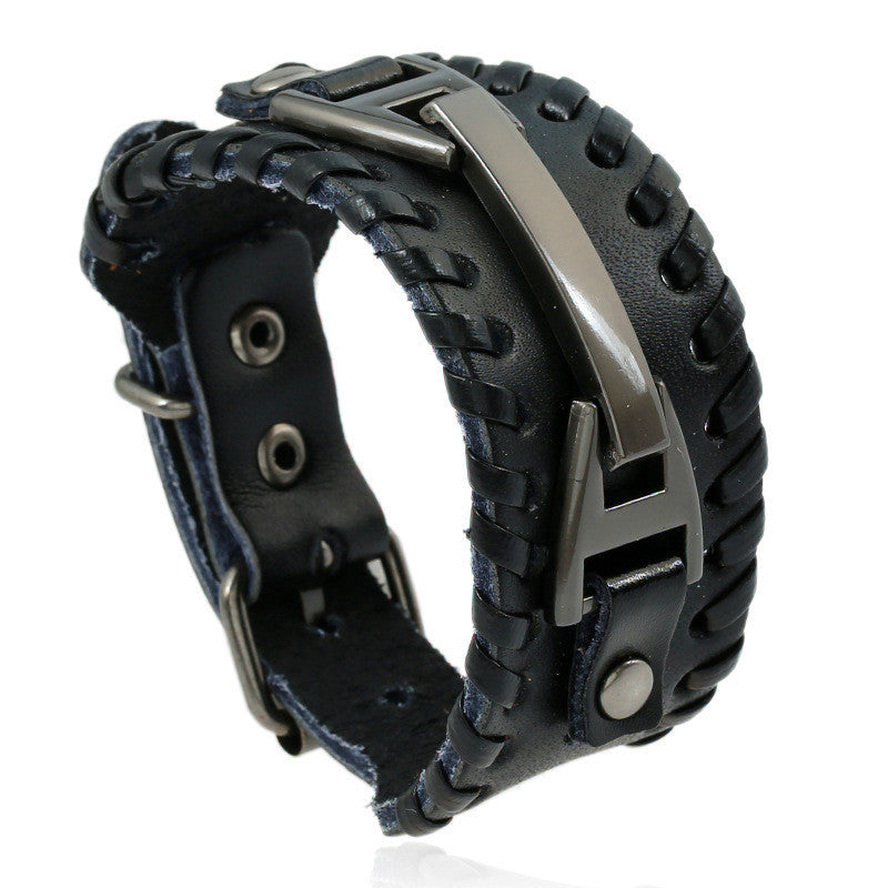 Punk Style Braided Leather Bracelet