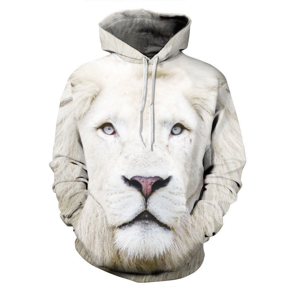 White Lion 3D Digital Printing Couple Hoodie