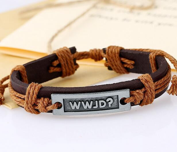 Retro Woven Leather Letters Bracelet