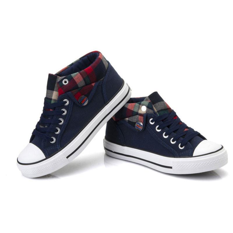 Lapel Leisure Plaid Lace Up Sneakers – May Your Fashion