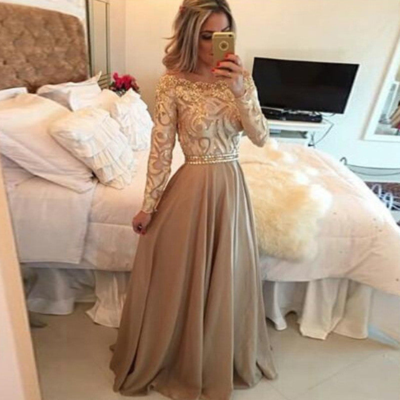 Off Shoulder Long Sleeve Lace Party Dress