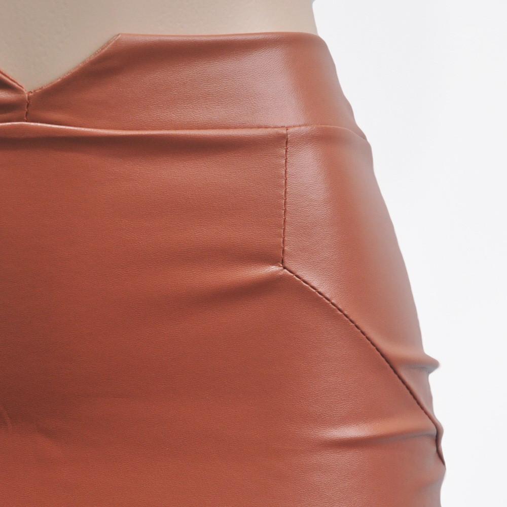 Sexy PU Add Wool Knee-Length Slim Skirt