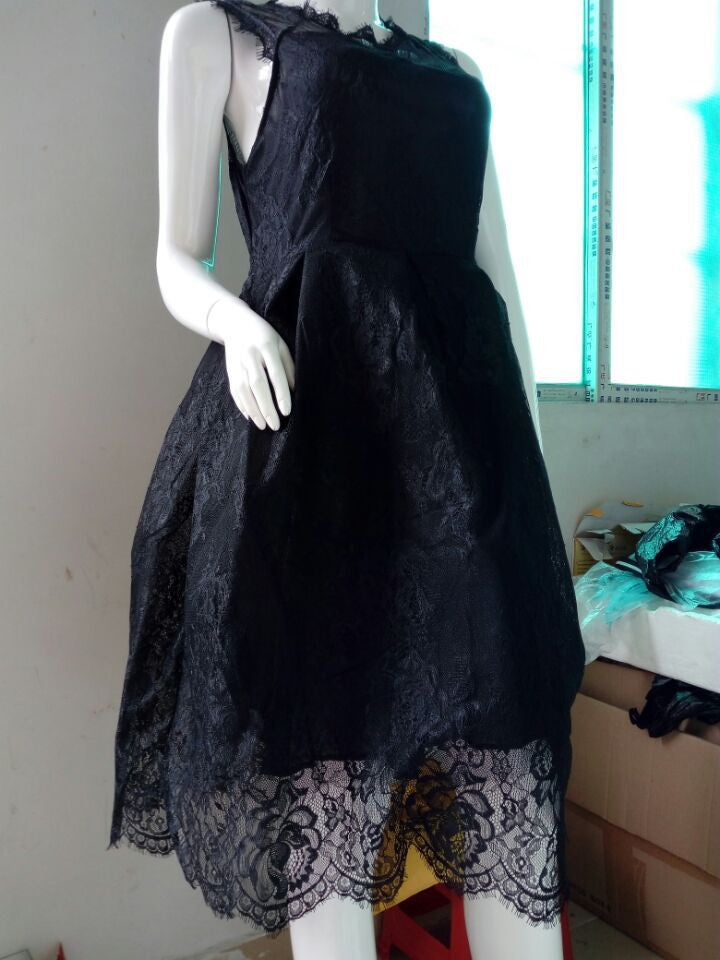 Fashion Eyelash Tassel Lace A-Line Flared Short Dress