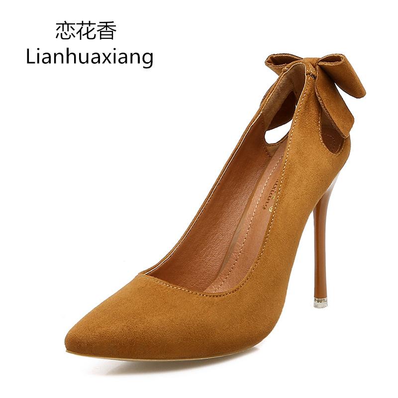 Solid Color Back Bowknot Decorate Pointed Toe Stiletto High Heels Party Shoes
