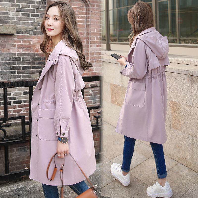 Simple Style Pockets Loose Long Hooded Coat