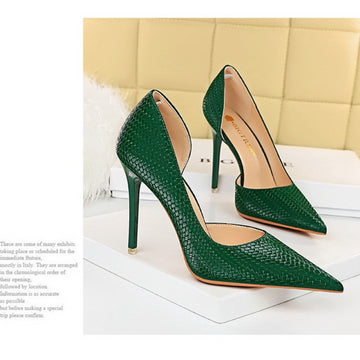 Sensual and Slimming Snake Print Cutout High Heels Shoes-1