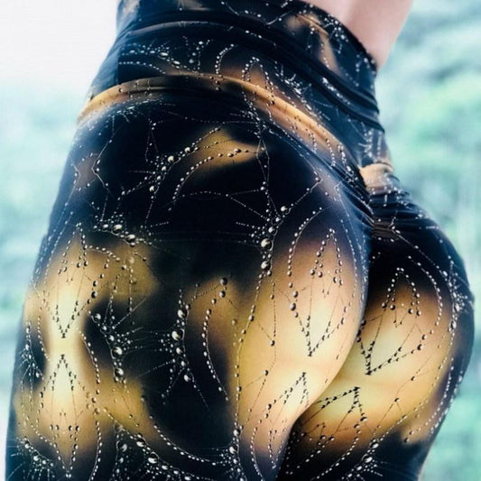 Stitching Water Drop Black Print Yoga Sports Pants