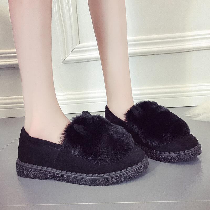 Rhinestone Fur Flat Suede Like Uggs Ankle Boots