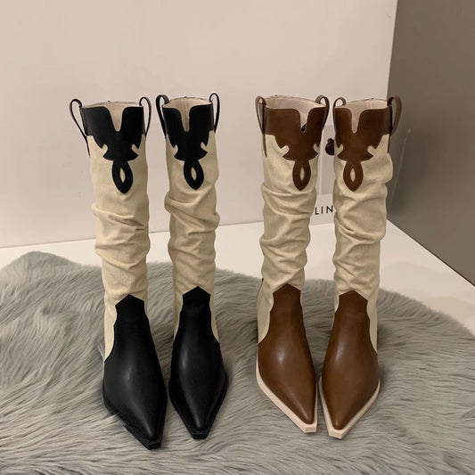 Western Cowboy Boots | French Heel Boots | Riding Stack Boots