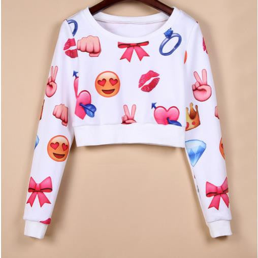 3D Flower Print Scoop Long Sleeves Fashion Sweatshirt