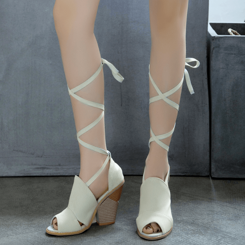 Fashion Peep Toe Strap Chunky Heel Sandals