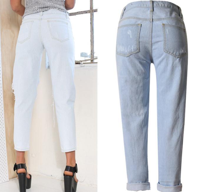 BF Big Holes Loose 9/10 High Waist Jeans - Meet Yours Fashion - 4