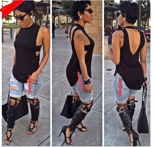 Backless Sleeveless High Neck Slim Sexy Blouse - May Your Fashion - 4