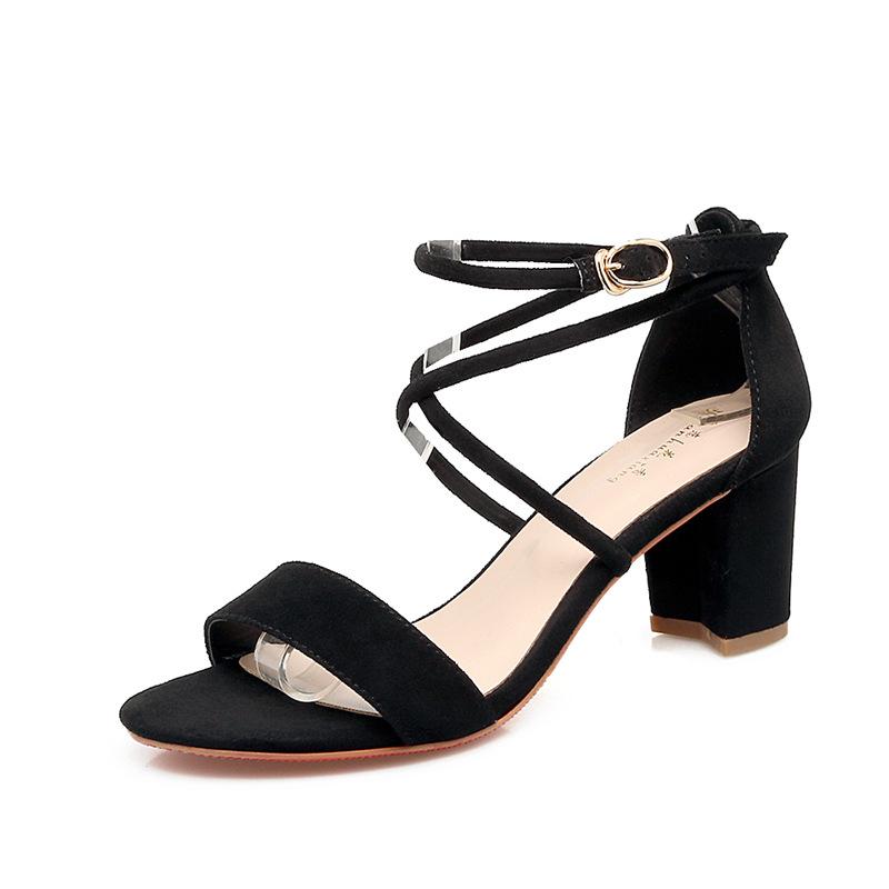 Open Toe Ankle Straps Wrap Low Chunky Heel Sandals