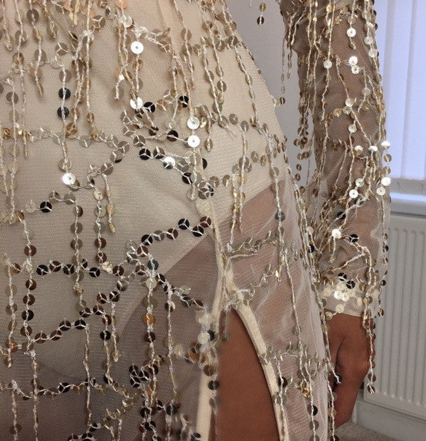 Deep V-neck Transparent Tassel Beach Split Long Dress