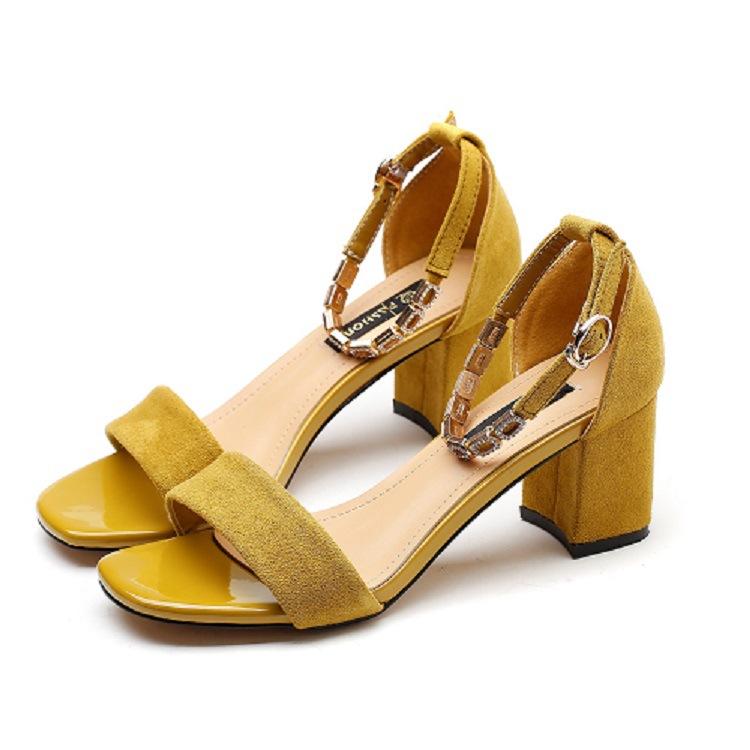 Chunky Short Heel Open-toe Ankle Wrap Sandals