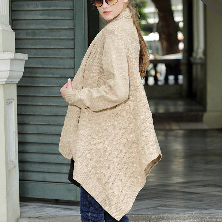 Cardigan Loose Upset Asymmetric Pure Color Sweater - May Your Fashion - 4