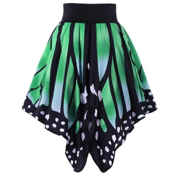Butterfly Print Loose Irregular Short Skirt