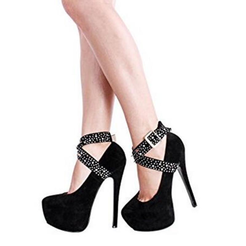 Sexy Crystal Cross Belt Buckle Suede High Heels Shoes – May Your Fashion