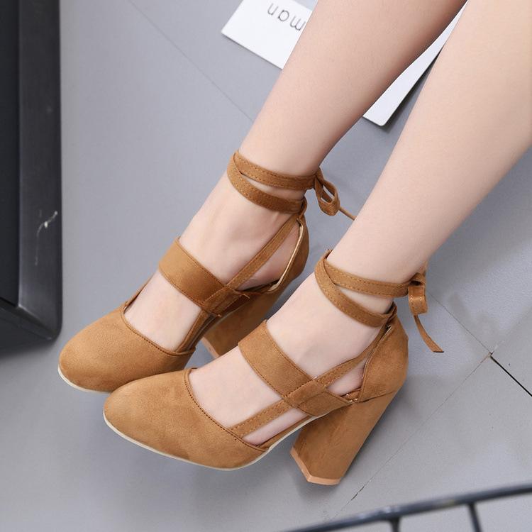 Suede Chunky Heel Pointed Toe Slipper Ankle Strap Sandals