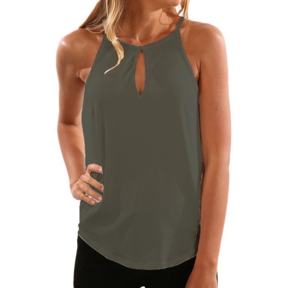 Pure Color Simple Spaghetti Straps Cut Out Tank Top