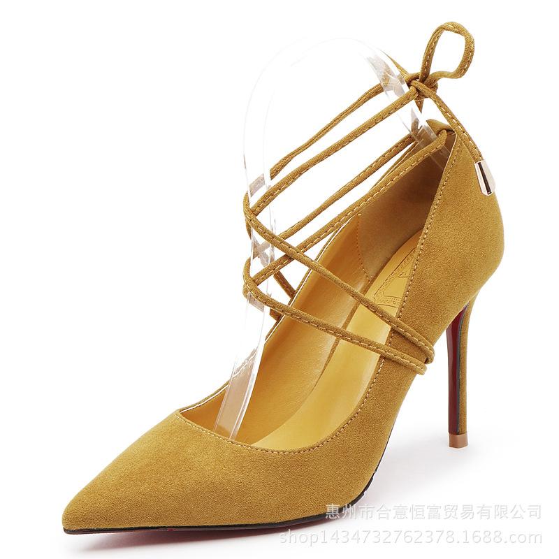 Pointed Toe Ankle Lace Up Suede Stiletto High Heels Prom Shoes