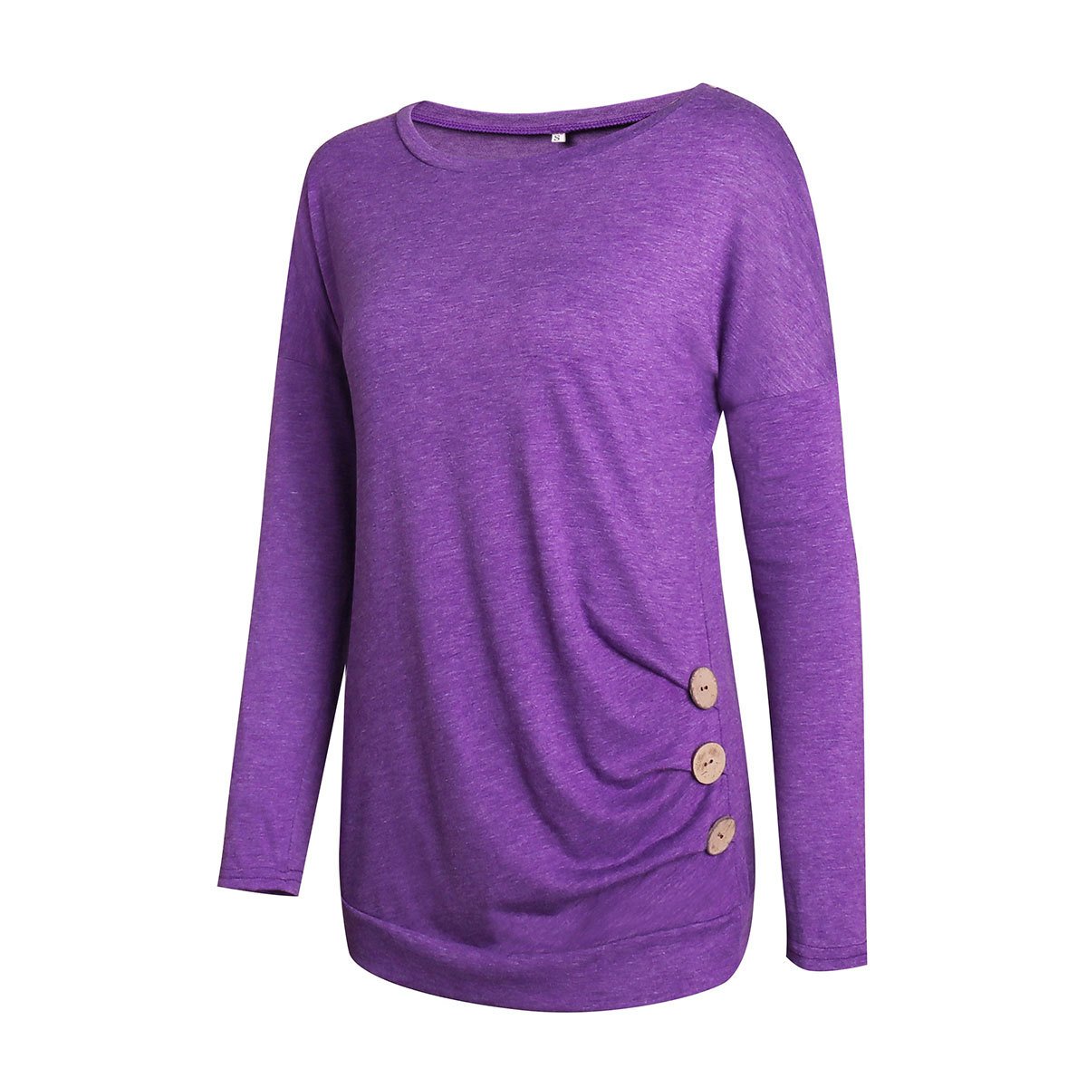 Candy Color Buttons Decorate Long T-shirt