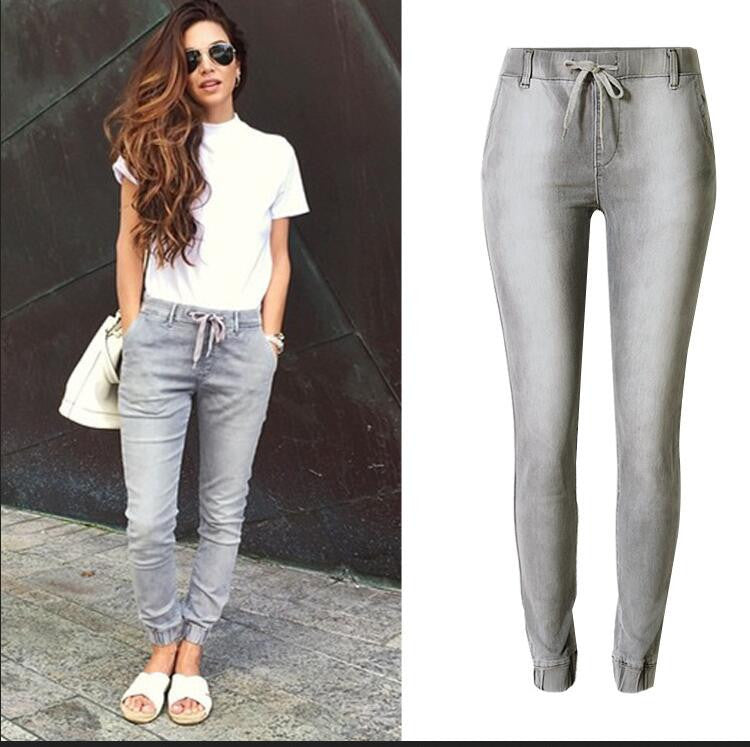 Leisure Gray Elastic Jogging Harlan Draw String Slacks Pants