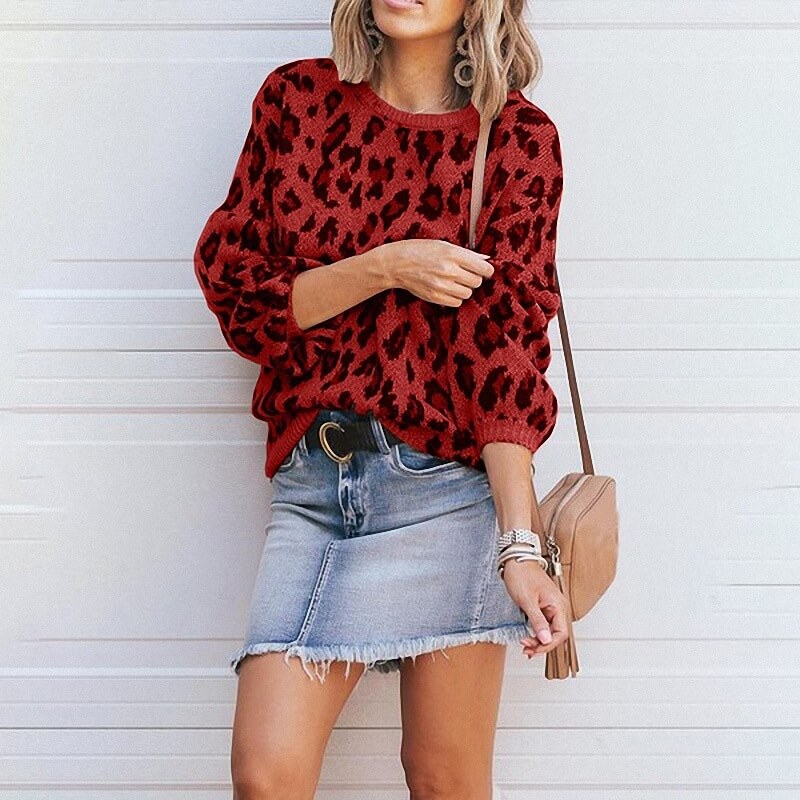 Dolman Sleeve Round Neck Patterned Loose Cropped Sweater
