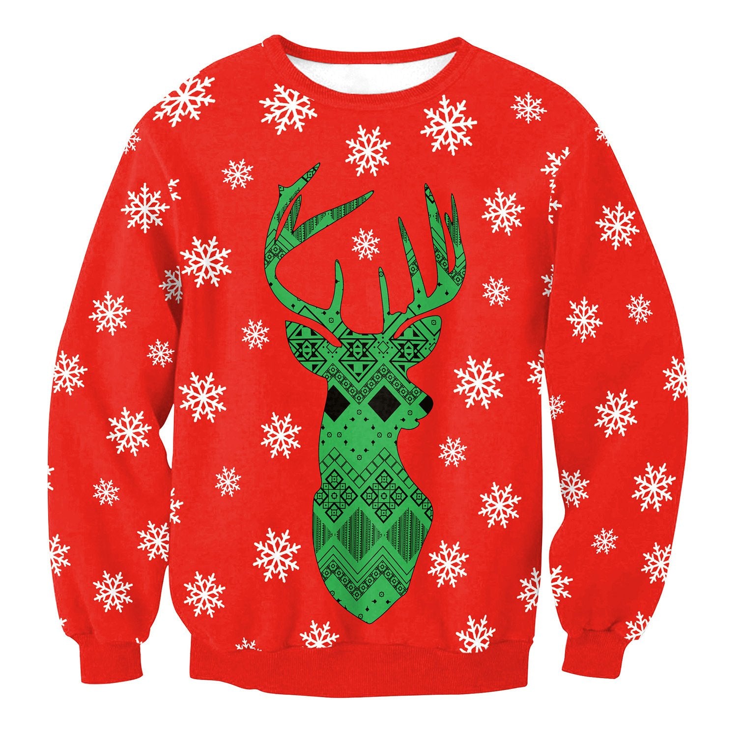 Reindeer Snow Digital Print Women Christmas Party Sweatshirt