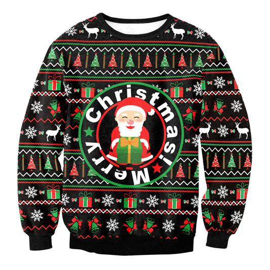 Merry Christmas Santa Claus Print Women Christmas Party Sweatshirt