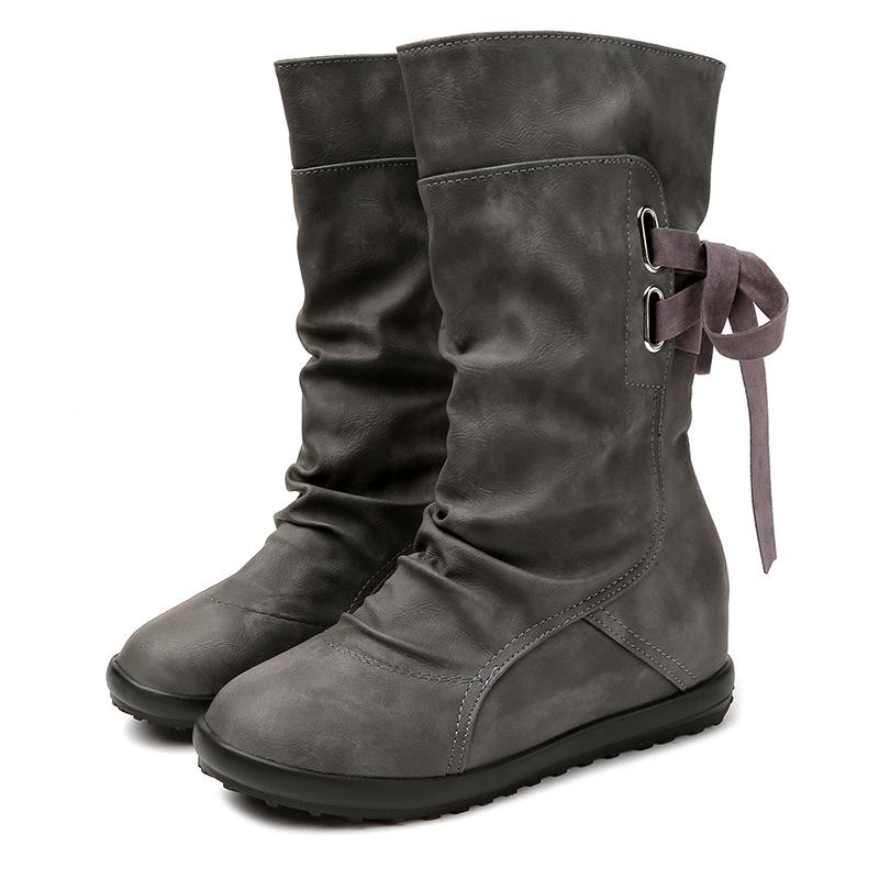 Round Toe Back Lace Up Flat Half Boots