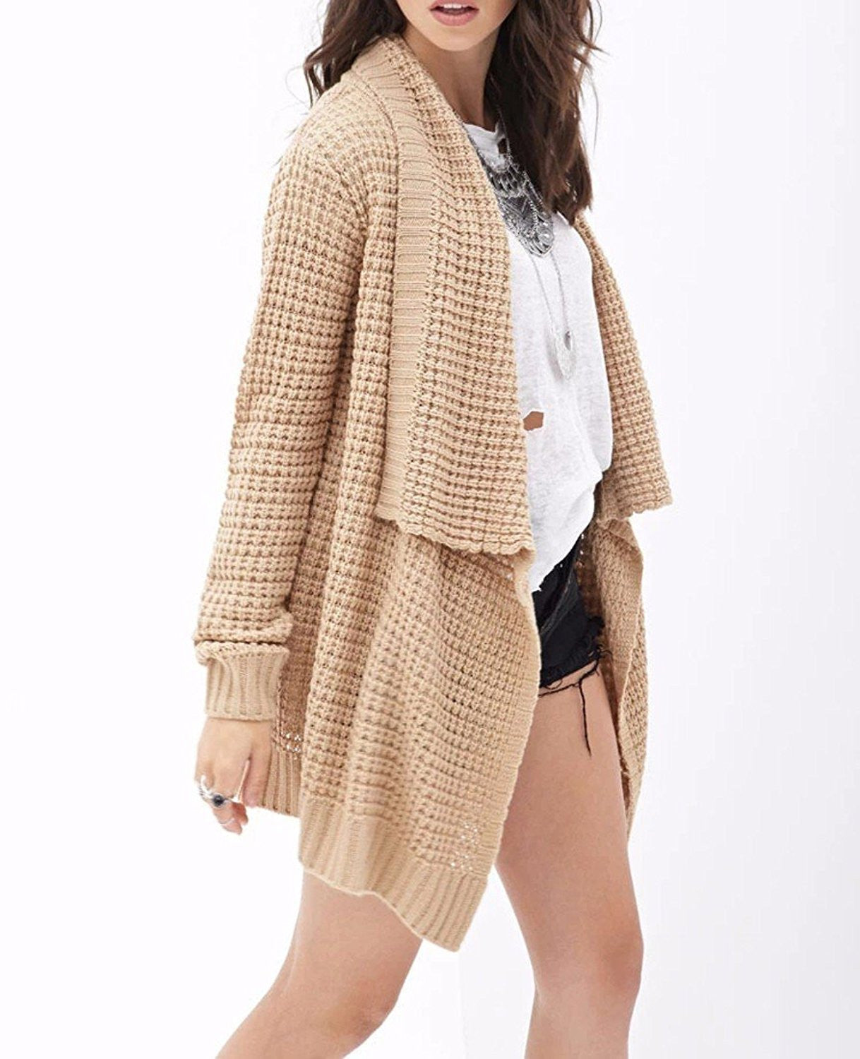 Leisure Hollow-Out Irregular Ladies Knitted Cardigan