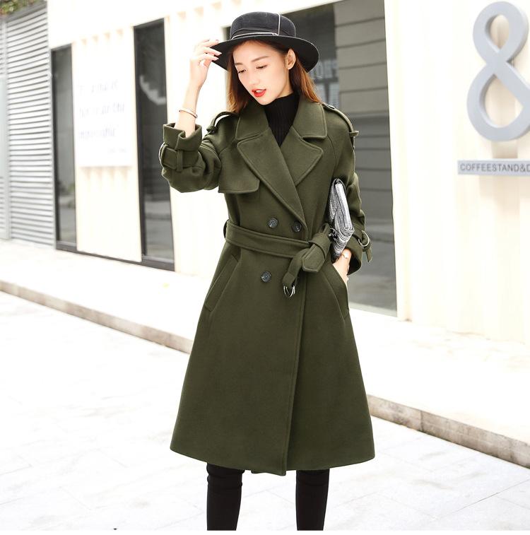 Lapel V-neck Double Breast Women Slim Oversized Trench Coat