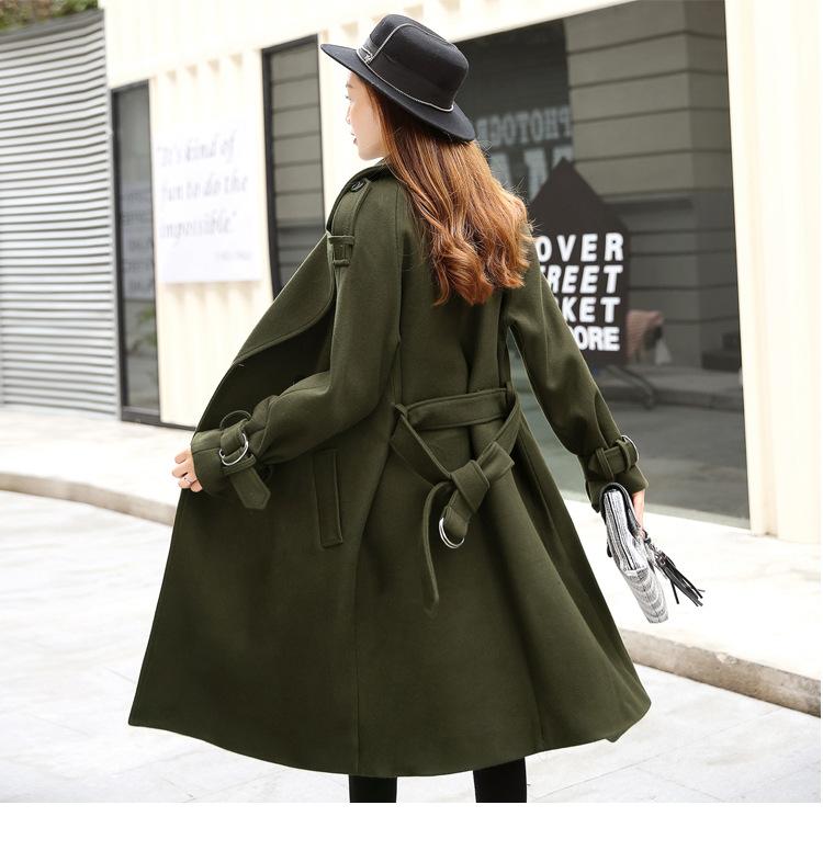 Lapel V-neck Double Breast Women Slim Oversized Trench Coat