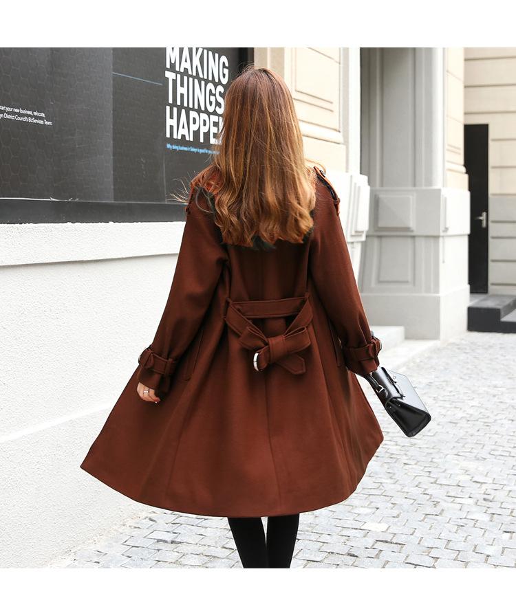 Lapel V-neck Double Breast Women Slim Oversized Trench Coat