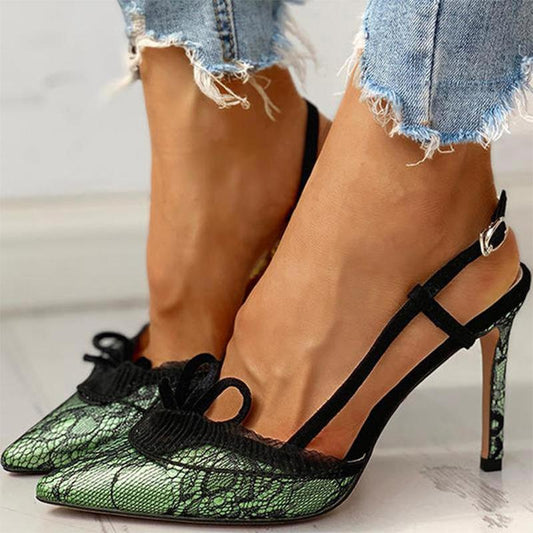 Lace high heeled sandals