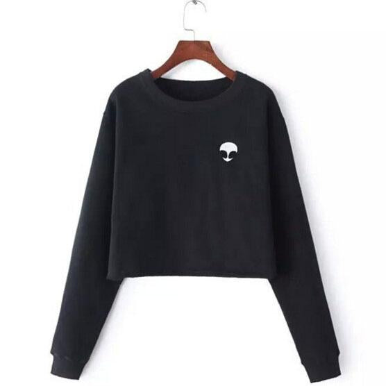 Scoop Pure Color Long Sleeves Short Sweatshirt – May Your Fashion