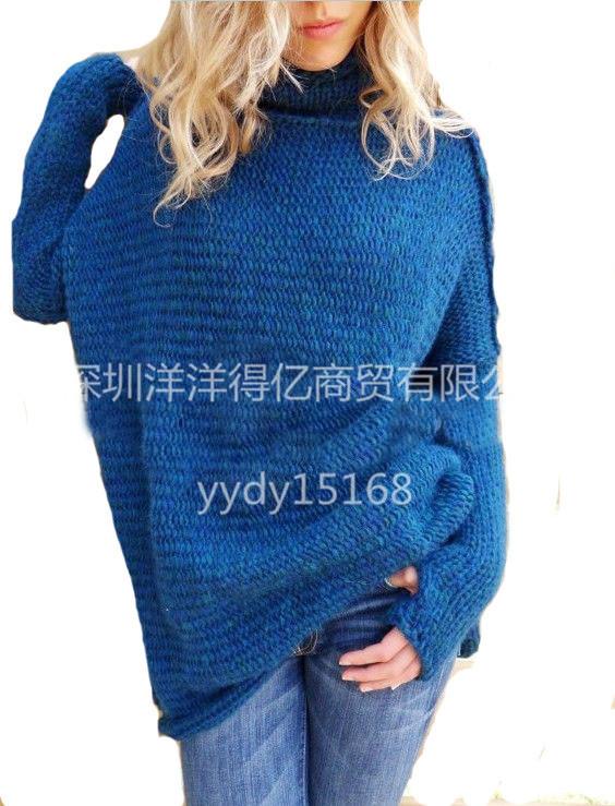 Loose Turtleneck Solid Color Women Pullover Sweater