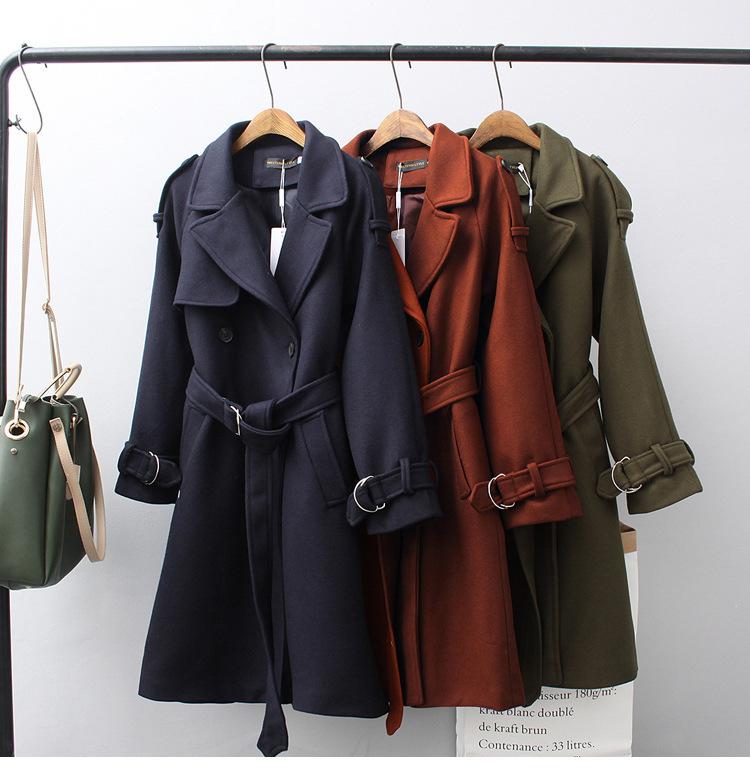 Lapel V-neck Double Breast Women Slim Oversized Trench Coat