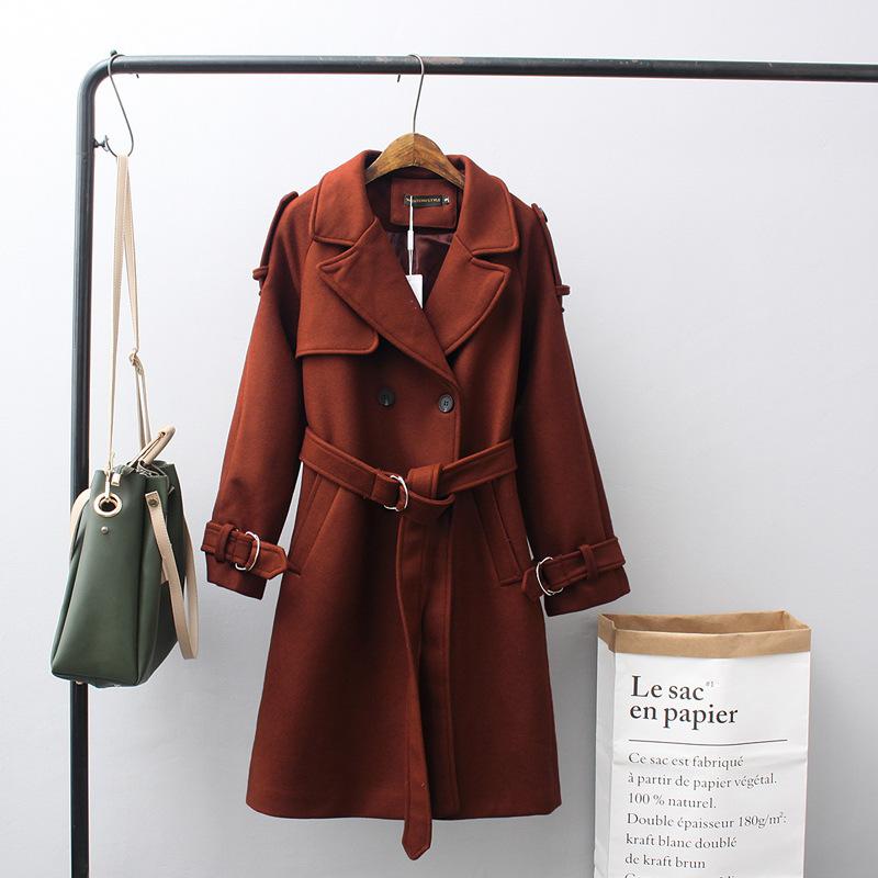 Lapel V-neck Double Breast Women Slim Oversized Trench Coat