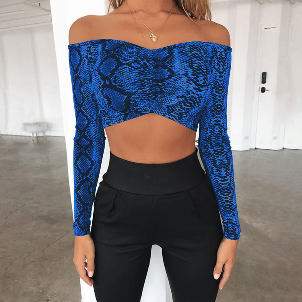 Print Off Shoulder Crop Top