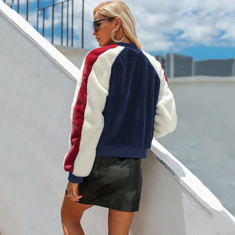 Fashion Colorblock Fleece Jacket