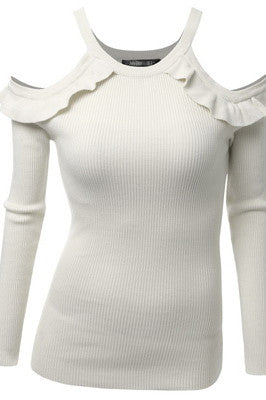 Spaghetti Straps Pure Color Long Sleeves Regular Sweater