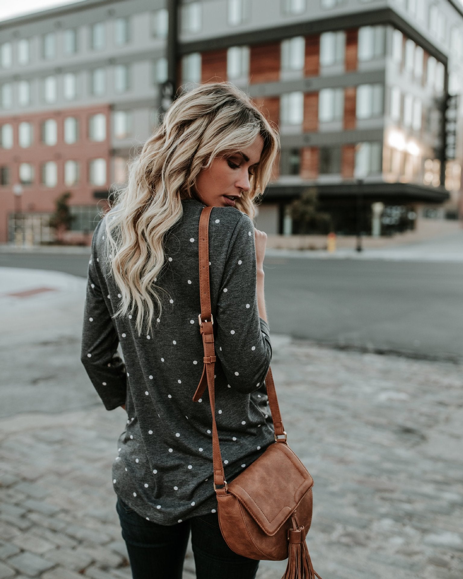 Polka Dot Print Loose Long Blouse