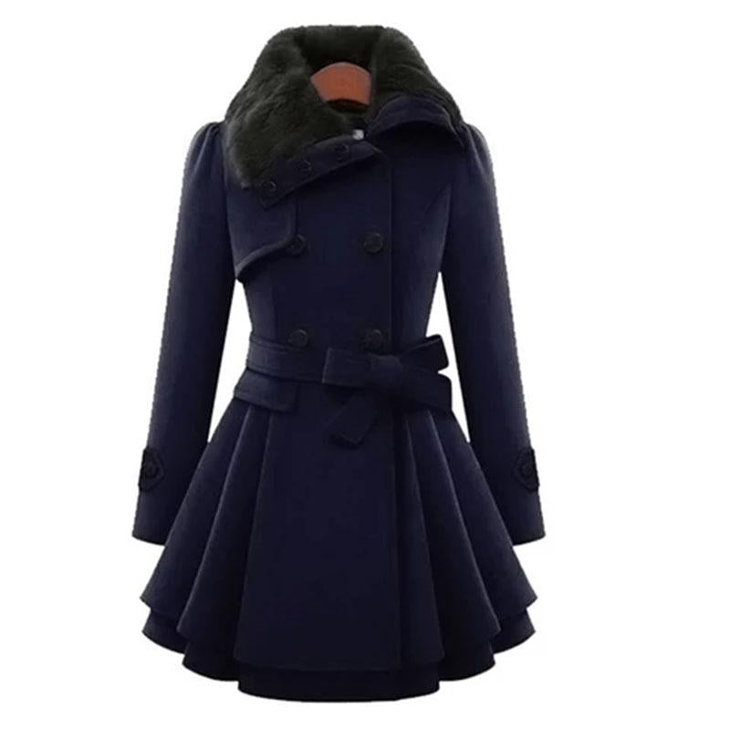 Slim Midi Double Breasted Wool Dress Coat