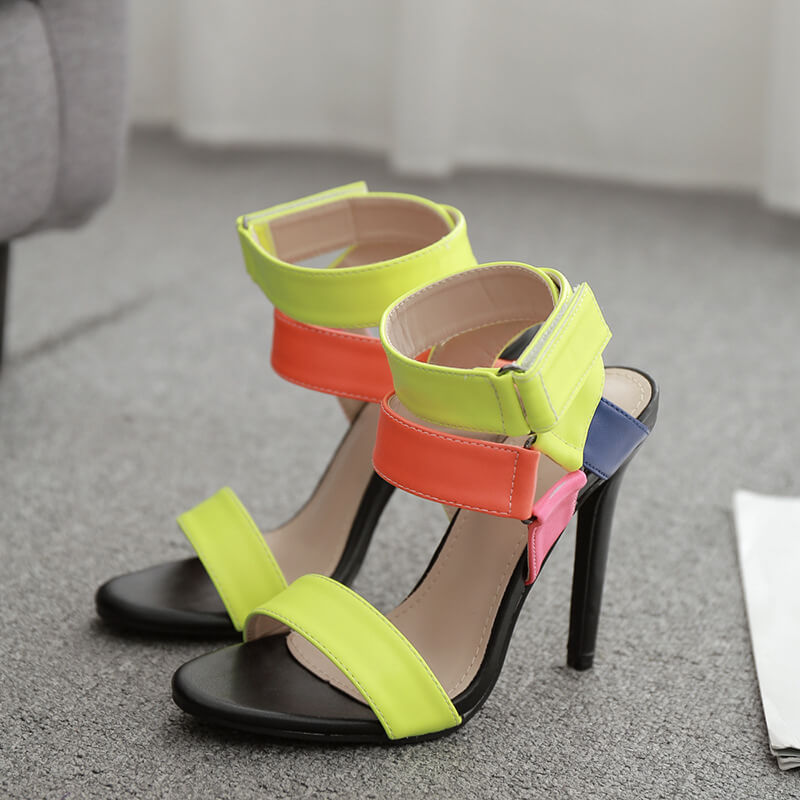 Summer Multicolor High Heel Open Toe Sandals