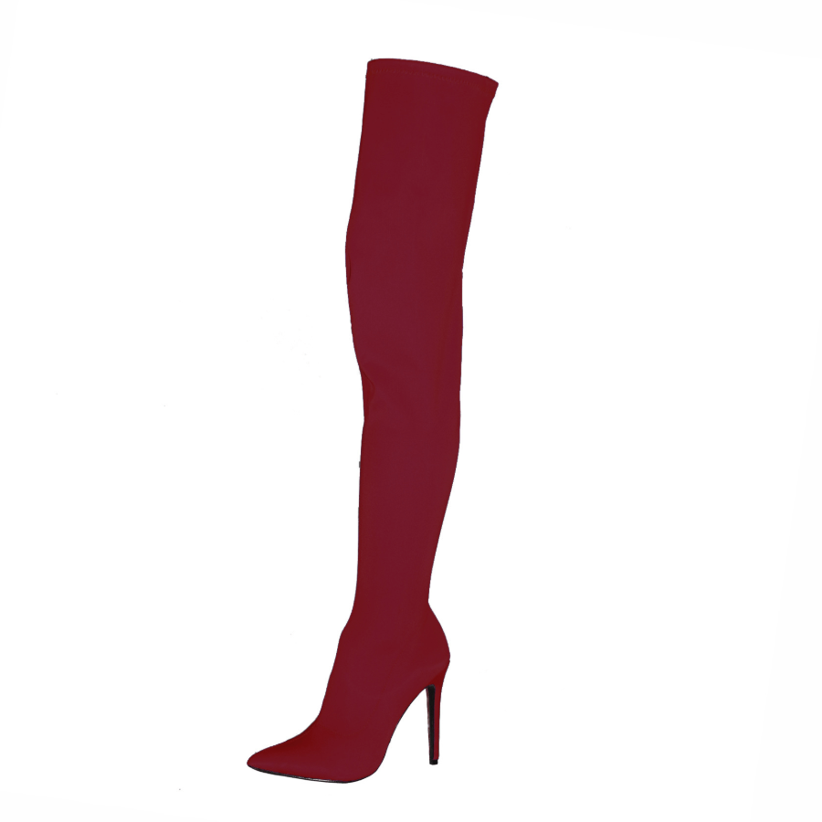 High Heel Bright Color Thigh High Stretch Boots