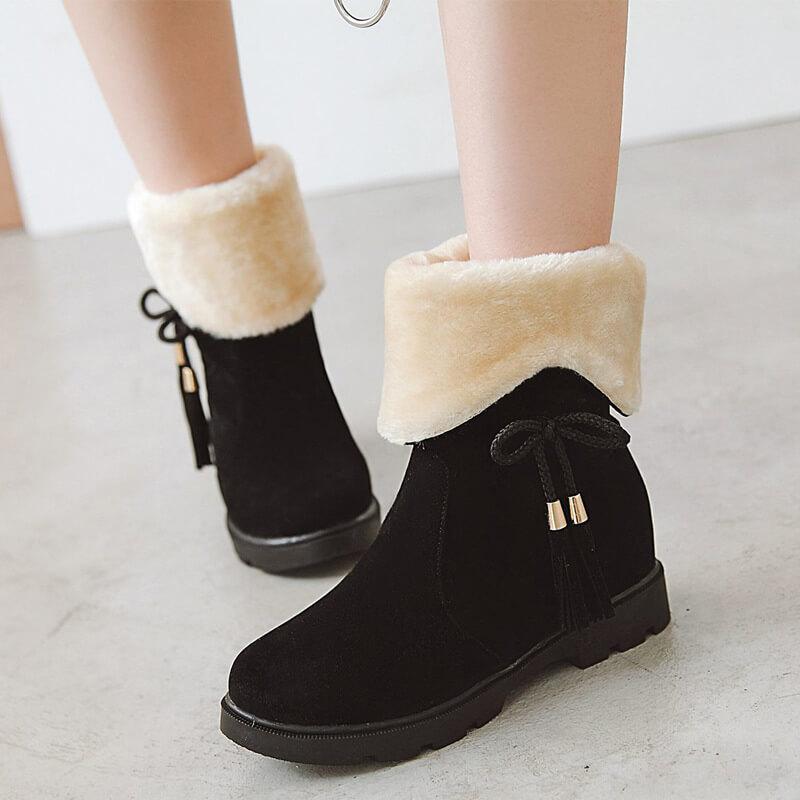 Fringe High Chunky Heel Suede Calf Boots