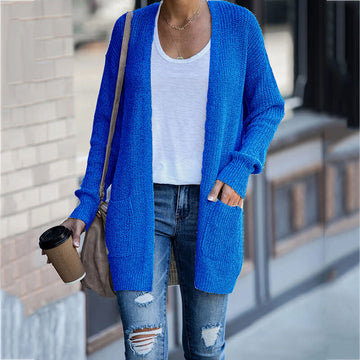 Simple Pure Color Open Front Knit Cardigan